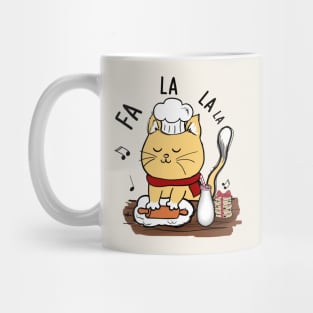 Meowy Christmas Chef Cat Fa La La La Mug